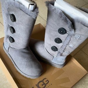 UGG Tall Bailey Button Gray Boots Women Size 7